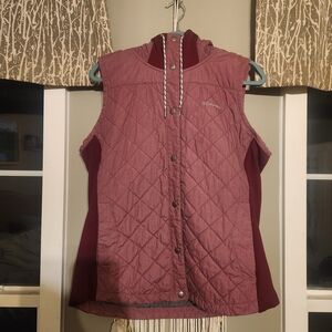 Columbia Quilted Button Up Vest with Hood